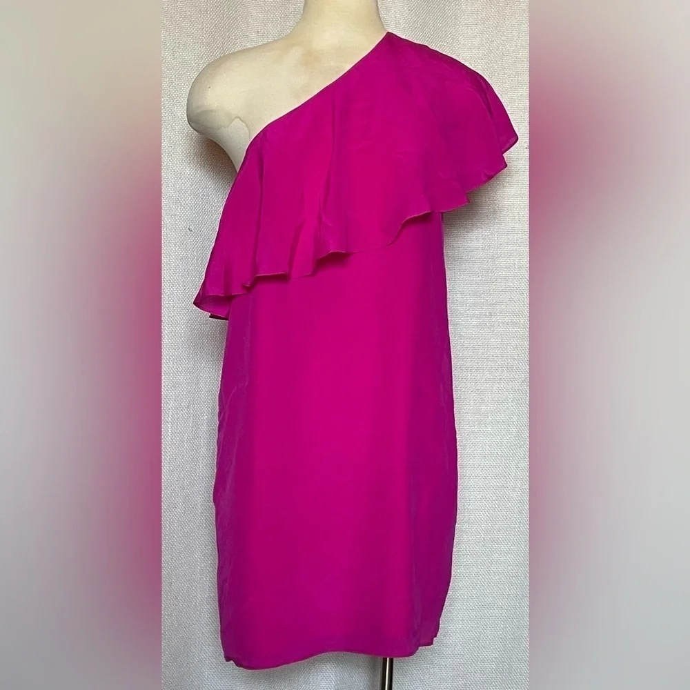 NWT Lavender Brown silk one shoulder dress - Picture 2 of 8
